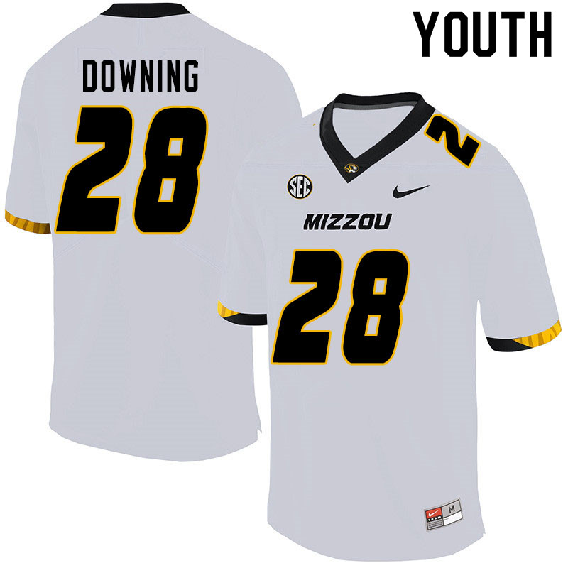 Youth #28 Dawson Downing Missouri Tigers College Football Jerseys Sale-White - Click Image to Close